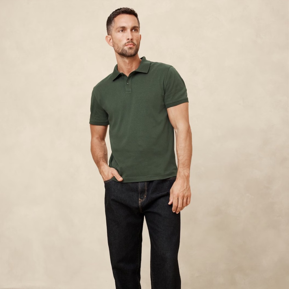 Banana Republic Men’s LUXE TOUCH POLO - Size XL. Color - Aspen Olive Heather.